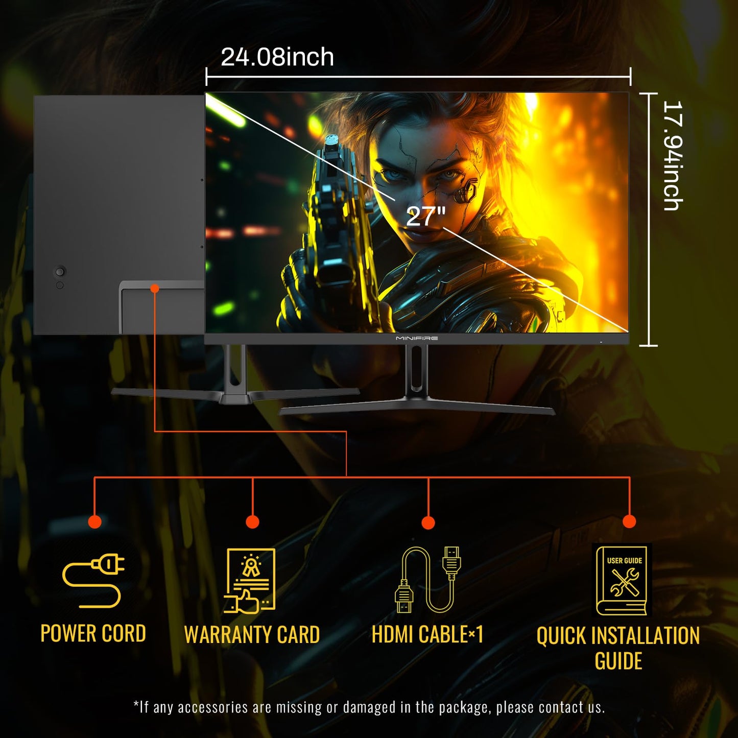 Minifire Moniteur PC 24 Pouces 100Hz, IPS, Ecran PC FHD 1080P, Haut - parleurs intégrés (Neuf) - Ecran ordinateur | DR CLICK Informatique
