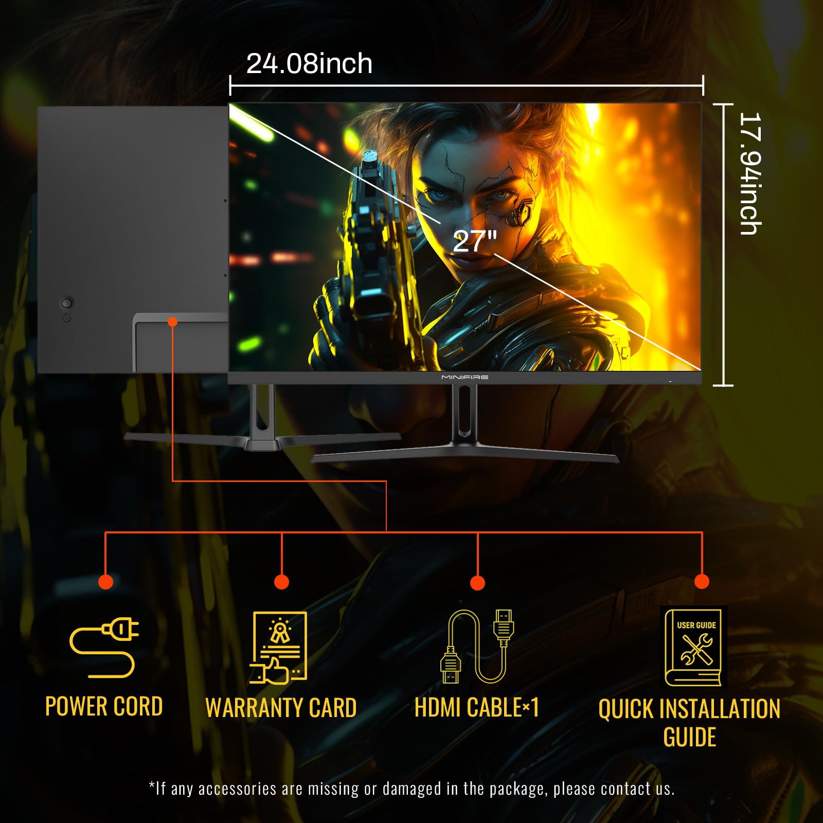 Minifire Moniteur PC 24 Pouces 100Hz, IPS, Ecran PC FHD 1080P, Haut - parleurs intégrés (Neuf) - Ecran ordinateur | DR CLICK Informatique