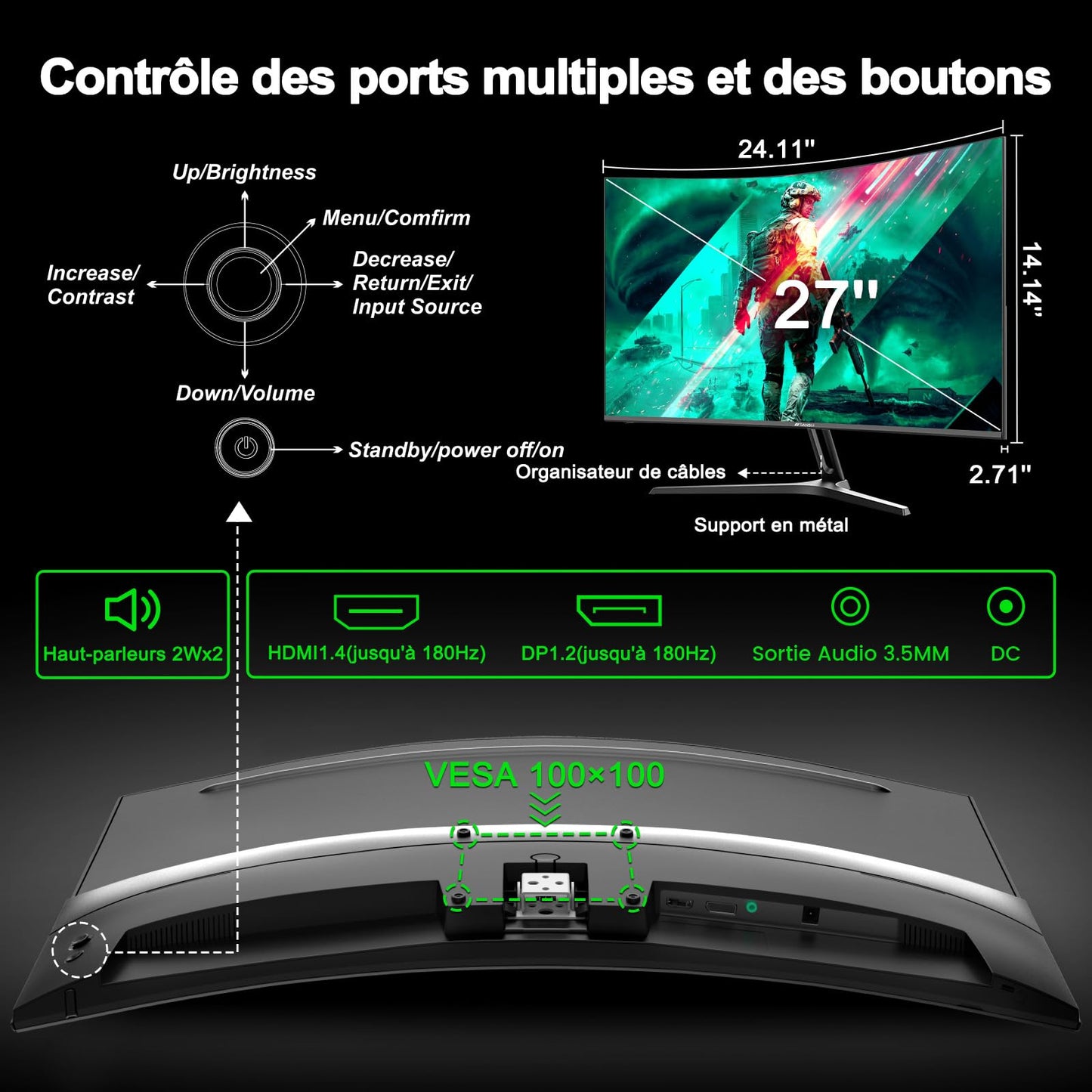 Minifire Moniteur PC 24 Pouces 100Hz, IPS, Ecran PC FHD 1080P, Haut - parleurs intégrés (Neuf) - Ecran ordinateur | DR CLICK Informatique