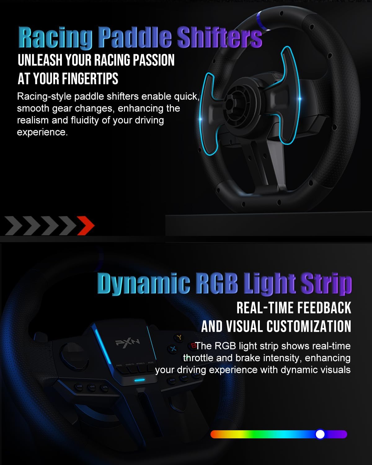 PXN V900 Gen2 – Volant de Course 270°/900° avec Pédales Hall, Vibration, RGB, USB 16 bits – PC, Xbox, PS4, PS3, Switch - Accessoires gaming | DR CLICK Informatique