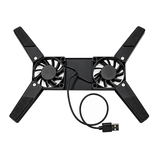 Support ventilé USB pliable en X — 2 ventilateurs — vue principale sur fond blanc