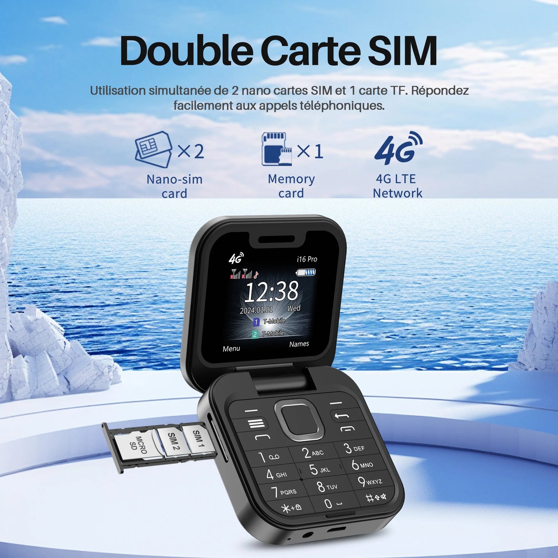 SERVO i16 PRO 4G LTE Foldable Mini Mobile Phone 2 SIM Card - Smartphones Android | DR CLICK Informatique