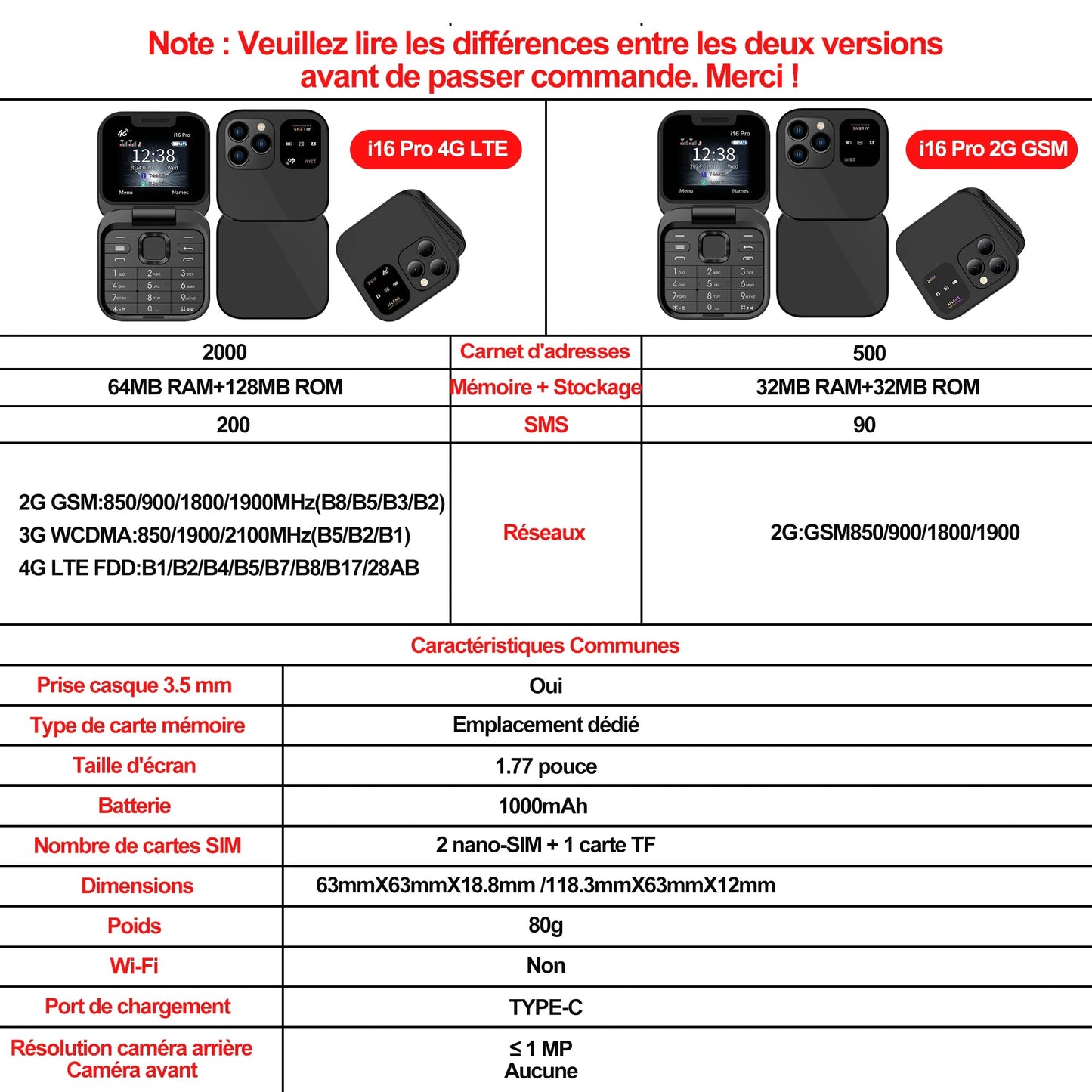 SERVO i16 PRO 4G LTE Foldable Mini Mobile Phone 2 SIM Card - Smartphones Android | DR CLICK Informatique