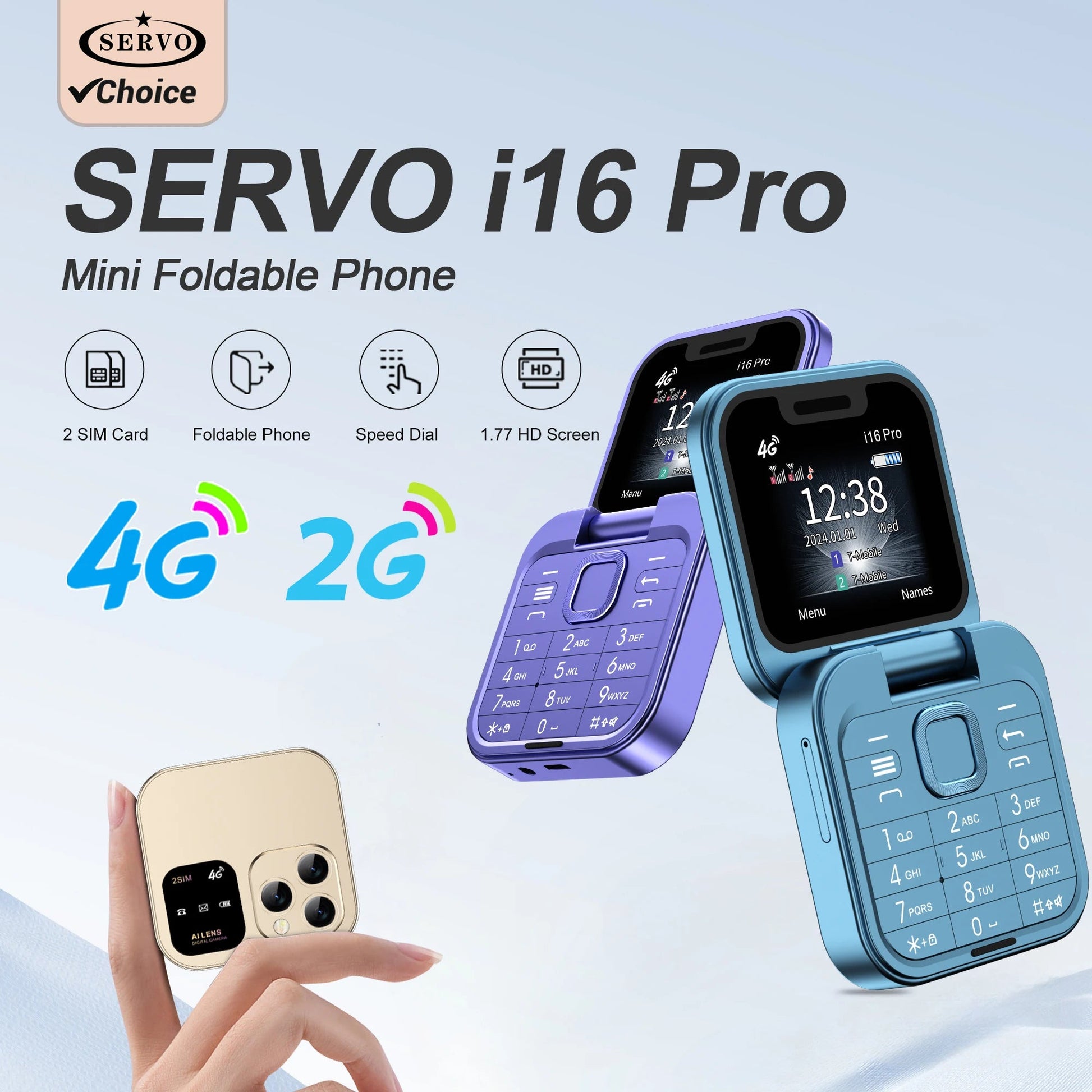 SERVO i16 PRO 4G LTE Foldable Mini Mobile Phone 2 SIM Card - Smartphones Android | DR CLICK Informatique
