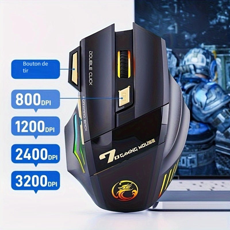 Souris de Gaming Souris sans Fil Rechargeable pour Ordinateur, Souris Ergonomique avec Rétroéclairage RVB et Silencieuse pour PC Portable - Clavier & souris | DR CLICK Informatique
