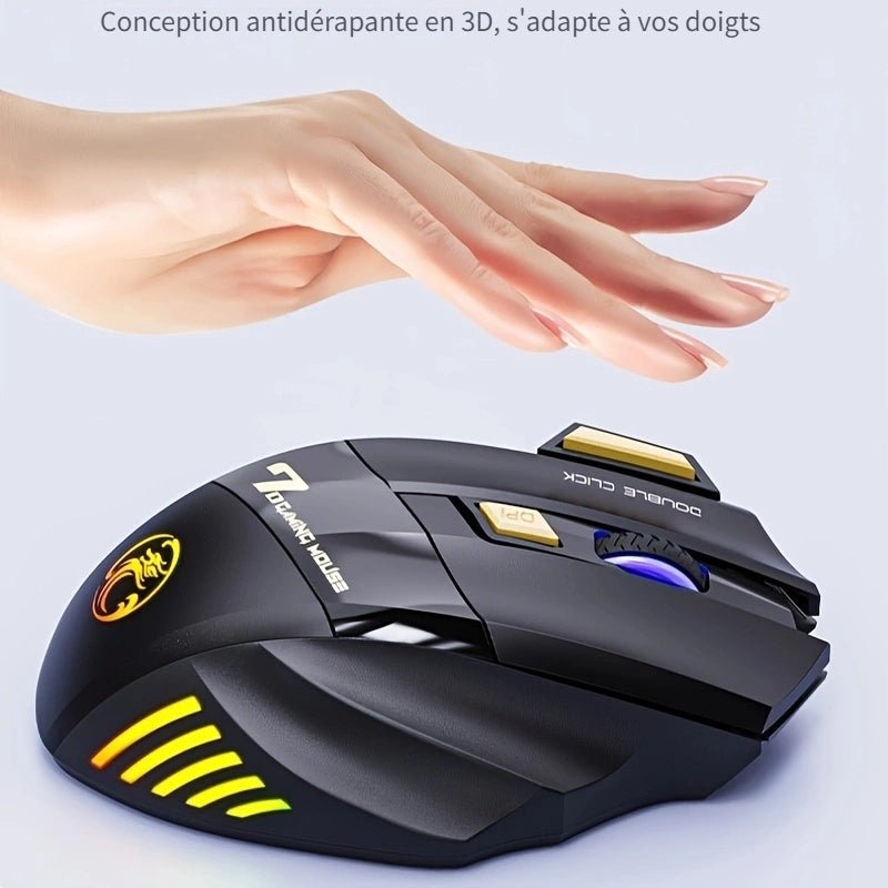 Souris de Gaming Souris sans Fil Rechargeable pour Ordinateur, Souris Ergonomique avec Rétroéclairage RVB et Silencieuse pour PC Portable - Clavier & souris | DR CLICK Informatique