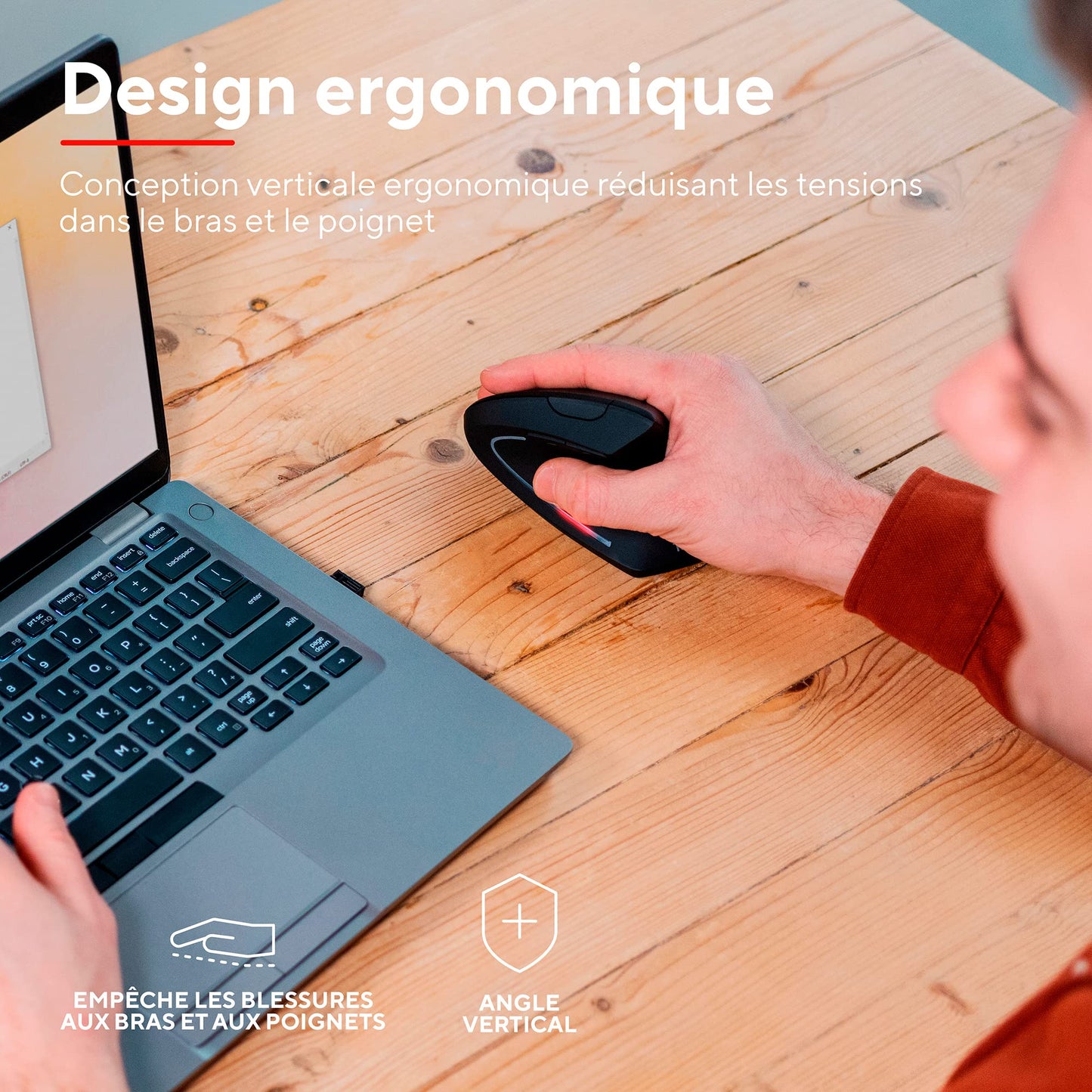 Souris sans Fil, Souris Verticale Ergonomique, 6 Boutons, LED - Clavier & souris | DR CLICK Informatique