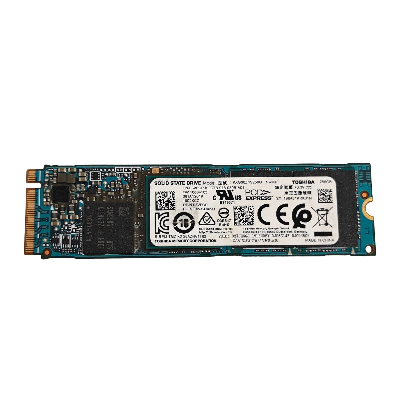 SSD M.2 NVMe Toshiba 256 Go PCIe Gen3 x4 – KXG60ZNV256G (Reconditionné) - Disque dur & SSD | DR CLICK Informatique
