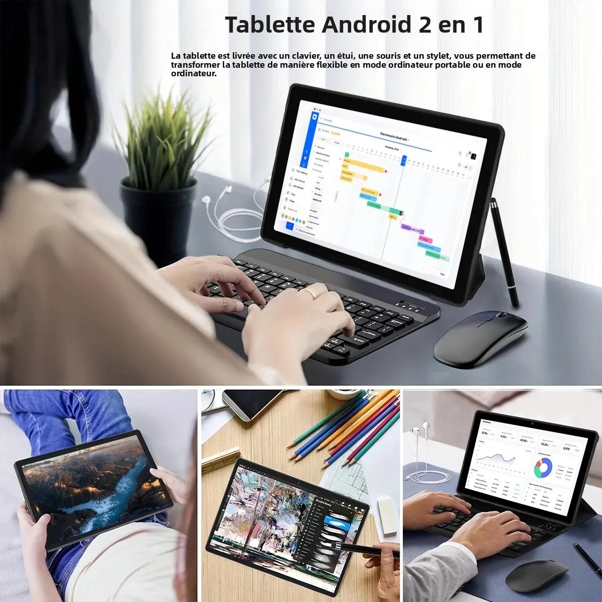 Tablette Android 15 10" 64 Go WiFi 6 Pack Clavier & Stylet (Neuf) - Tablette tactile | DR CLICK Informatique