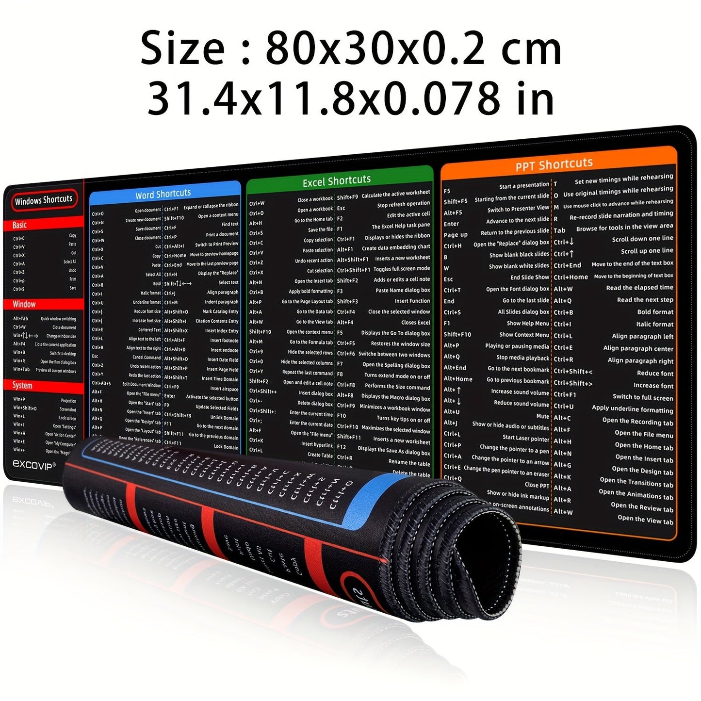 Tapis de souris EXCOVIP allongé antidérapant 80×30 / 90×30 cm - Clavier & souris | DR CLICK Informatique