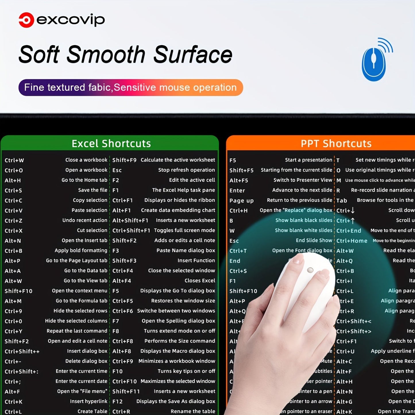 Tapis de souris EXCOVIP allongé antidérapant 80×30 / 90×30 cm - Clavier & souris | DR CLICK Informatique