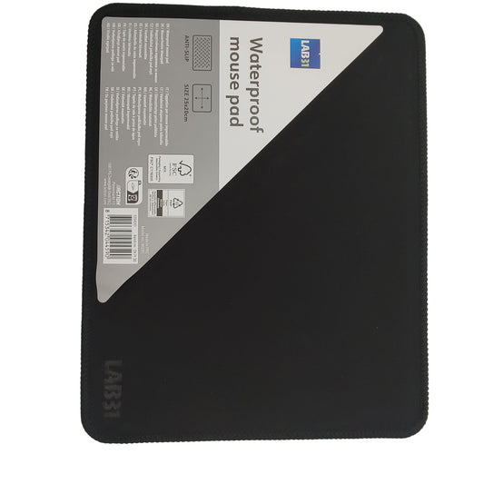 Tapis de souris étanche LAB31 antidérapant noir 25x32 cm