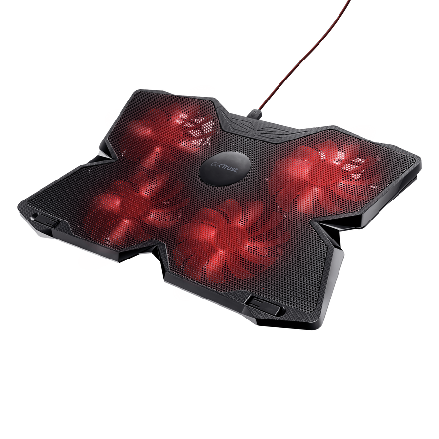 Trust GXT 278 Yozu — Support gaming 4 ventilateurs rouges