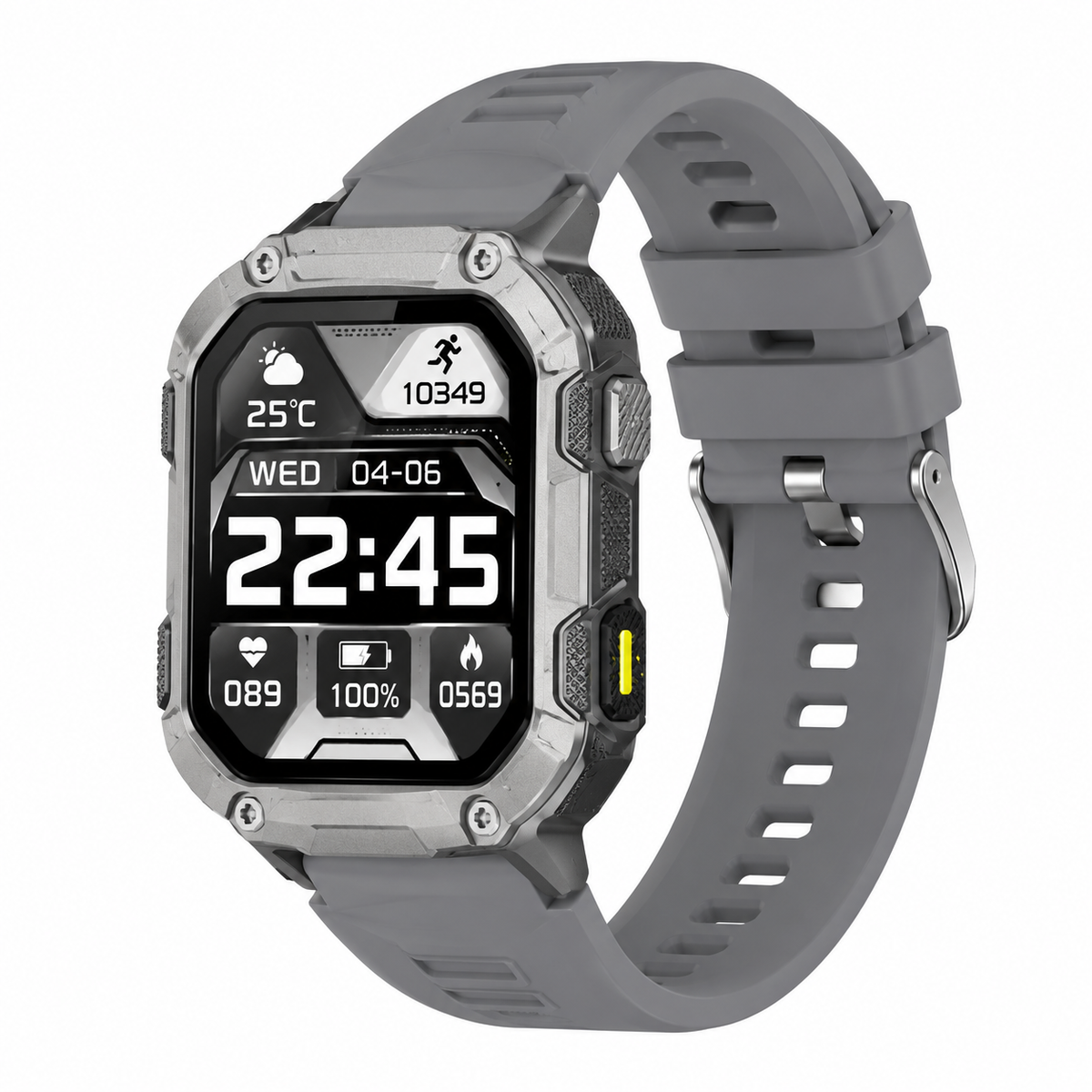 Montre connectée — bracelet gris argenté