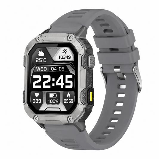 Montre connectée — bracelet gris argenté